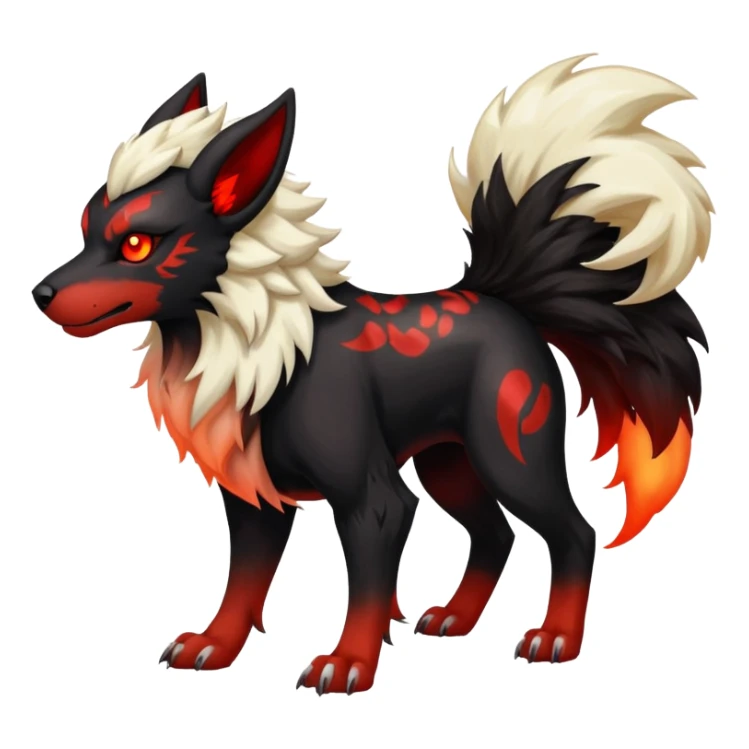 Shiny Exotic Gothic Houndoom-Arcanine-Pokémon-Fakémon-hybrid-creature sticker