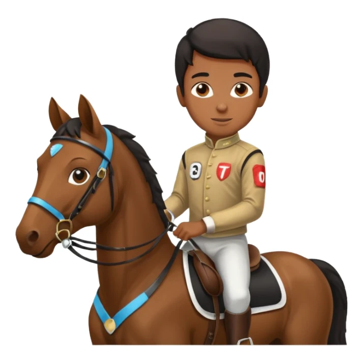 black boy riding horse wearing racing cloth black sticker