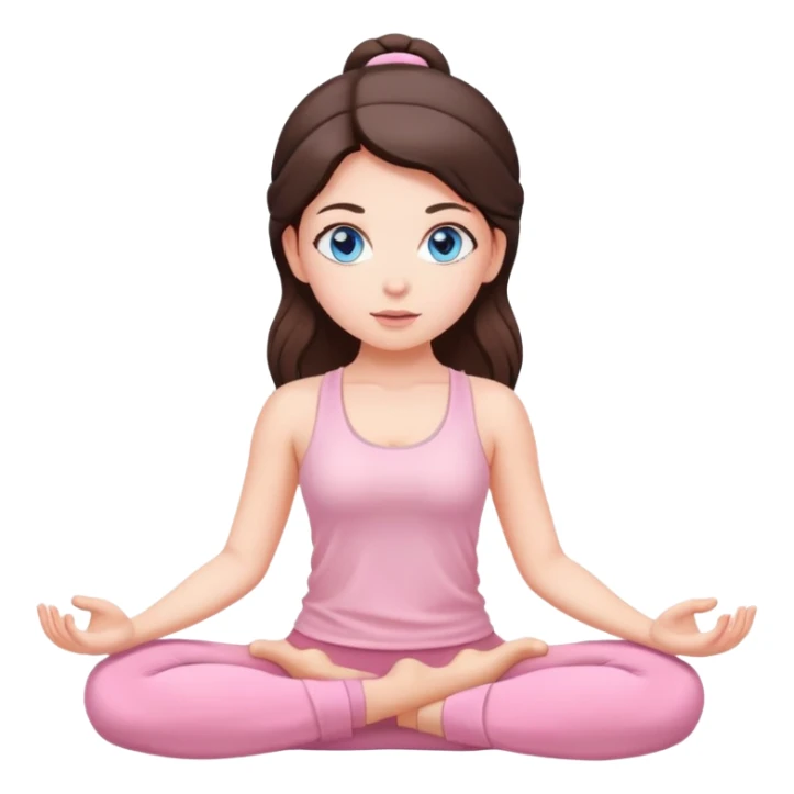 brunette blue-eyes, yoga girl light pink clothes  sticker