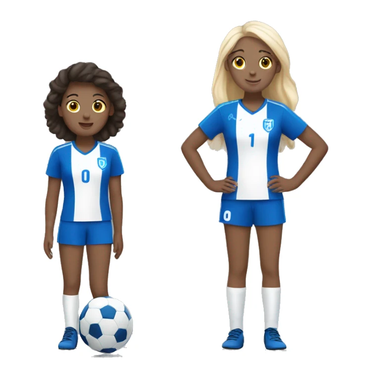  2 girls watching soccer in blue and white clothes sticker
