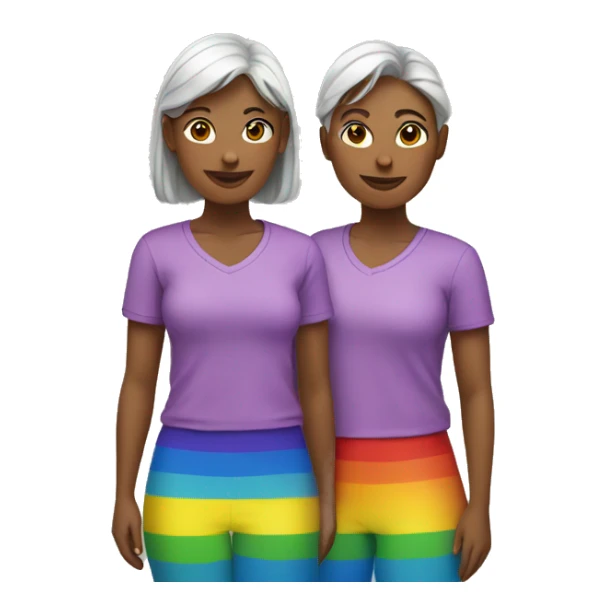 2 woman wearing rainbow shirts sticker
