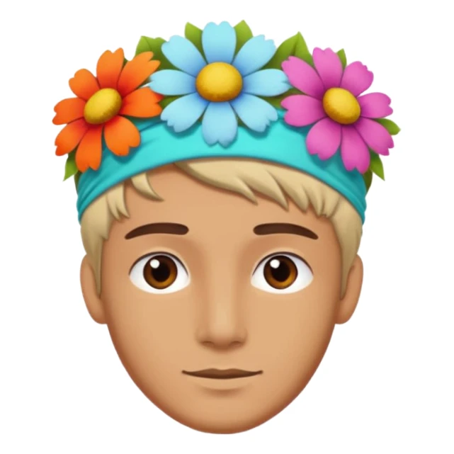 man with flower hair band  sticker