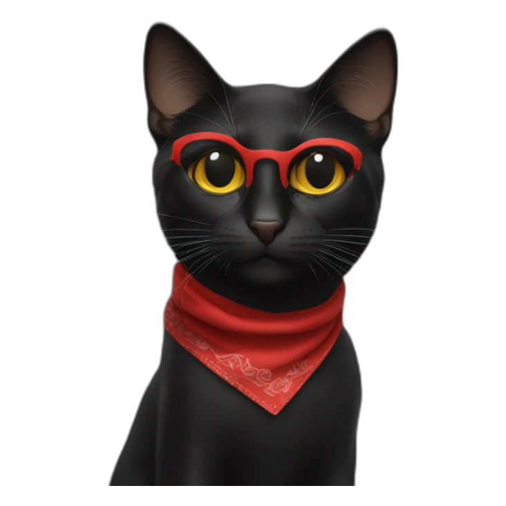 Un chat noir avec un bandana rouge sticker