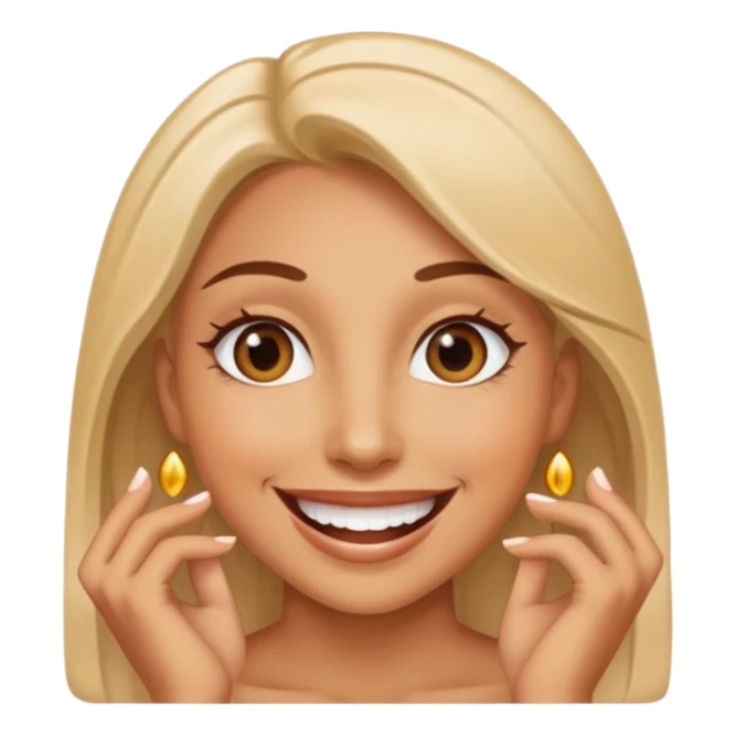  a woman totally happy with the biggest smile sticker