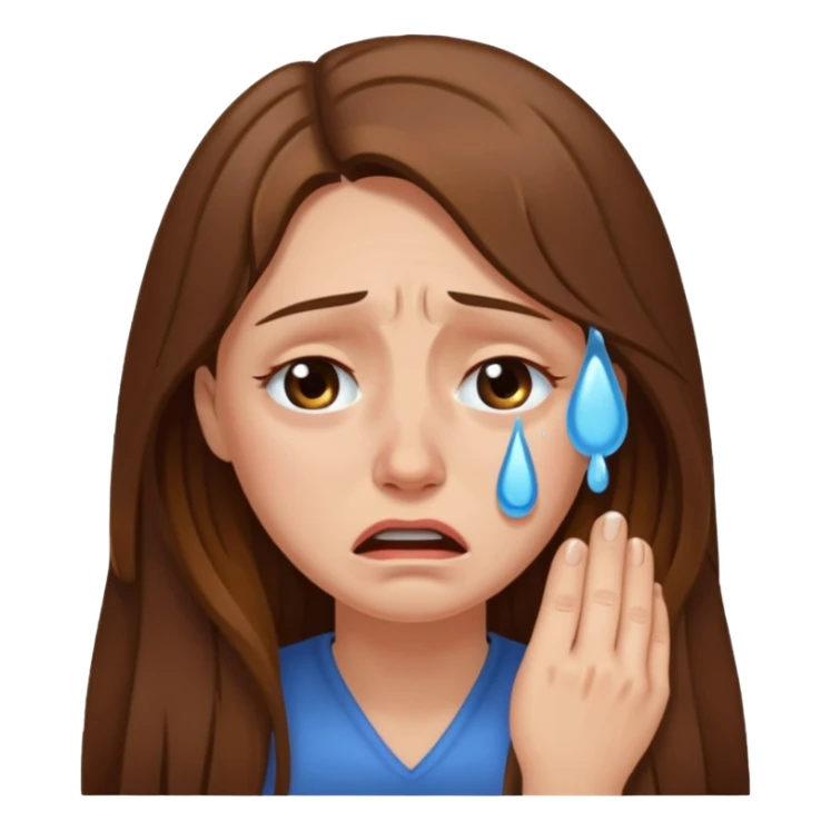 woman with long brown hair crying sticker