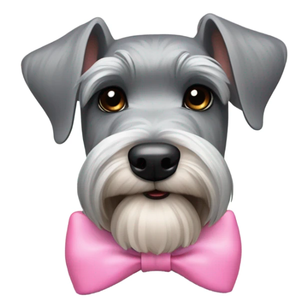 Cute grey schnauzer with pink bow near ear sticker