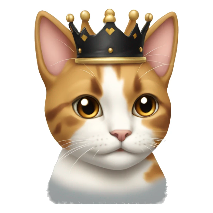 calico cream cat with black calico cat facing the side with crown sticker