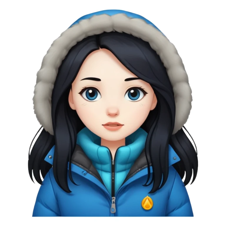 A girl with long black hair in a winter jacket sticker