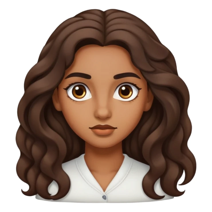 chica morena con pelo largo, ondulado, cejas de choni y ojos rasgados sticker