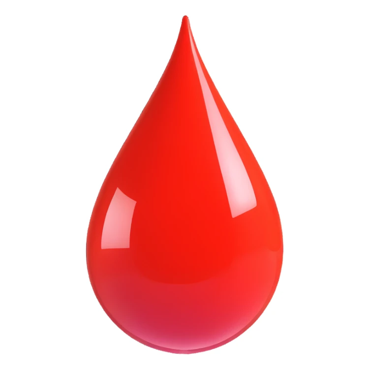 blood drop emoji, 3D style, shiny effect sticker