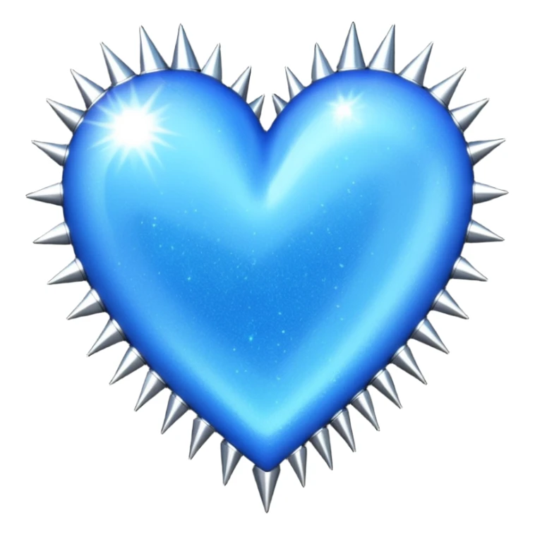 blue glittery heart with chrome spikes sticker