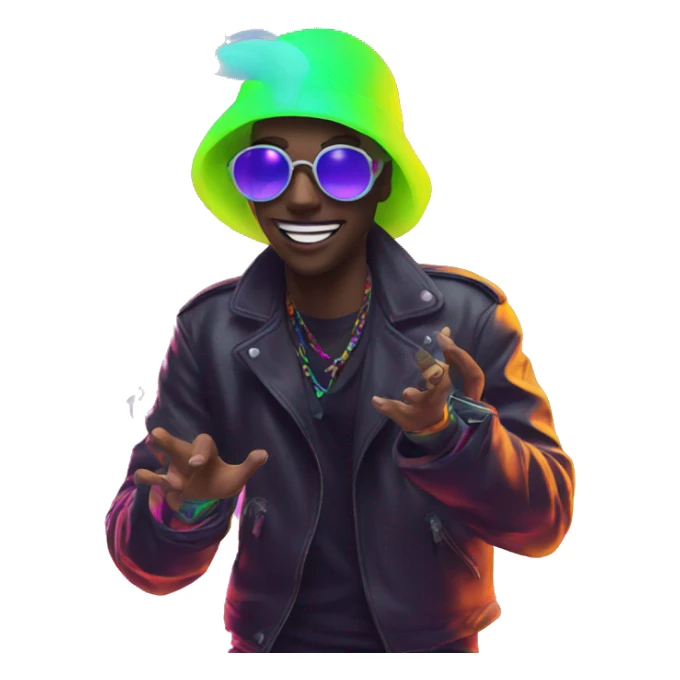 Rave party dancing neon smoking sticker