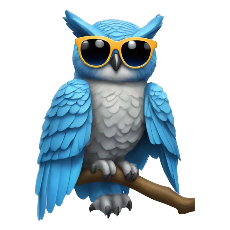 blue great horned owl with disco pants and sunglasses sticker