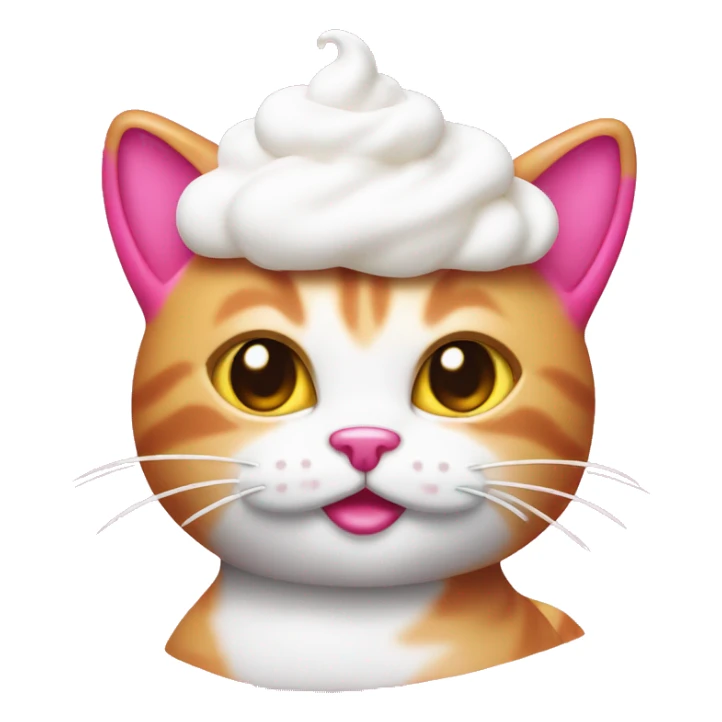 hot pink kitty cat with whipped cream on its head sticker