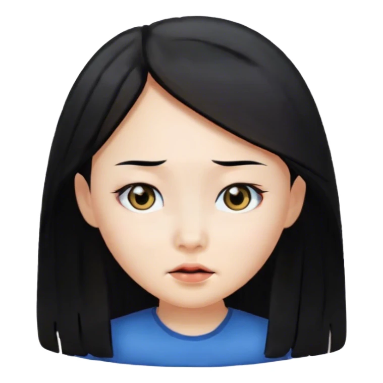 Long hair asian girl eye rolling sticker