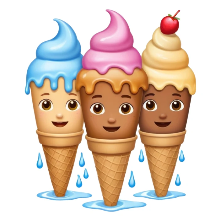 happy children with melting ice cream cones sticker