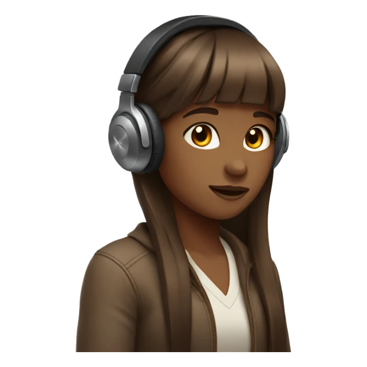 girl with long read hair and bangs wearing brown headphones sticker
