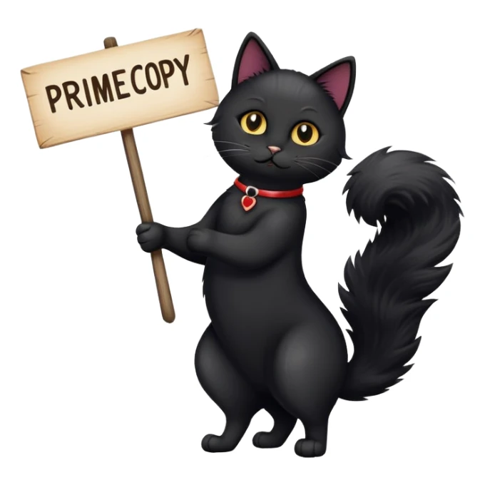 Black Cat holding a sign with the inscription "PrimeCopy" sticker