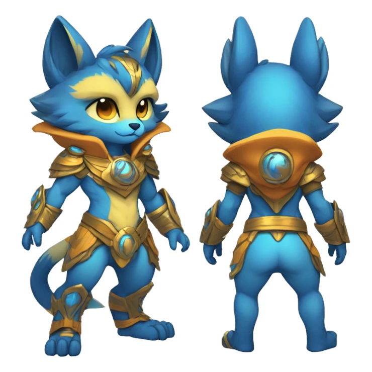 Anthro-Edgy-Cool-Blue-Yellow-Sand-Orange-Contrast-Colors-Fantasy-Fur-Sona-Chibi-Shiny-Fakémon-Hybrid full body sticker