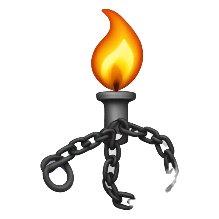 a chain that holds the flame of a fire on a leash sticker