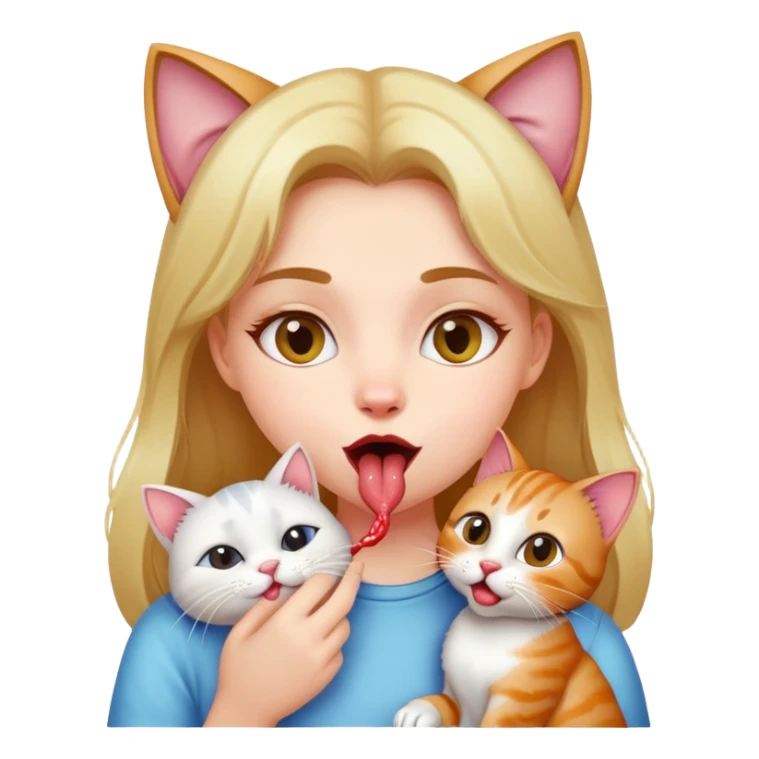 Girl licking cat sticker