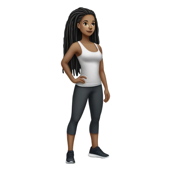 elegant light-skinned dark dreadlocks beauty full body exercising  sticker