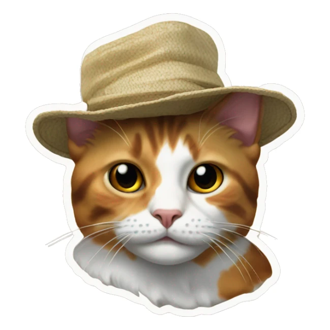 calico cat with marajuana bucket hat sticker