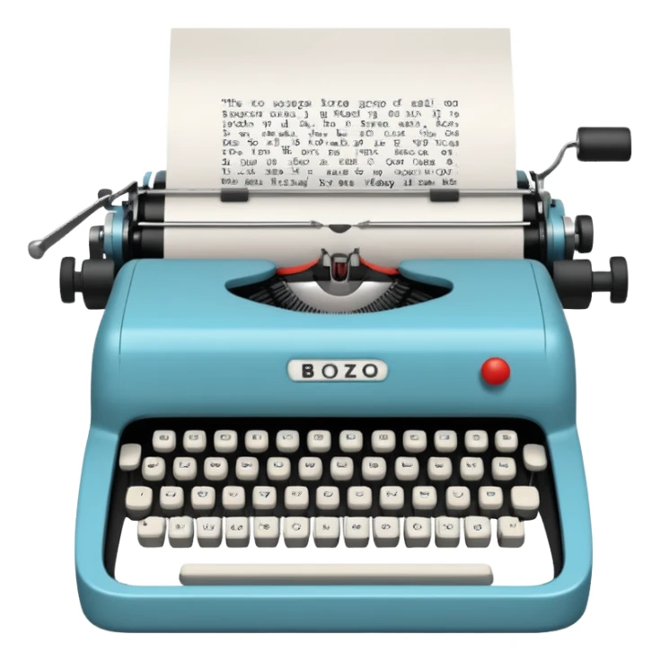 Typewriter typing on paper and the paper says bozo sticker