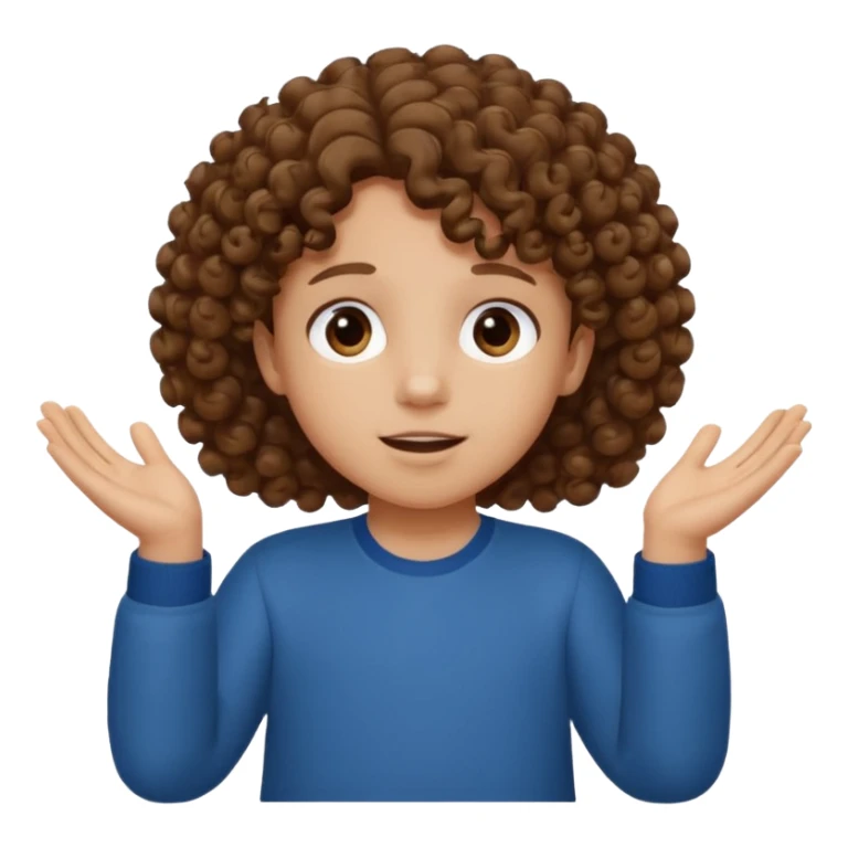 A kid with curly hair with both hands facing up saying 67 sticker