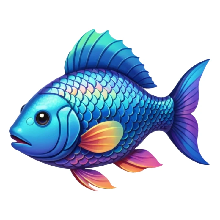 the flat side view of a super fictional fish sticker
