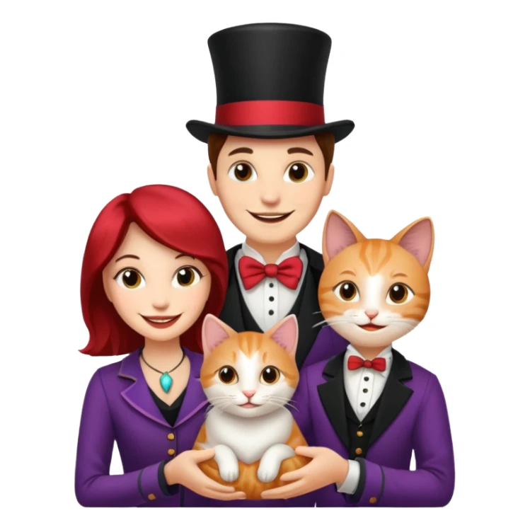 magician couple and their pet cat sticker