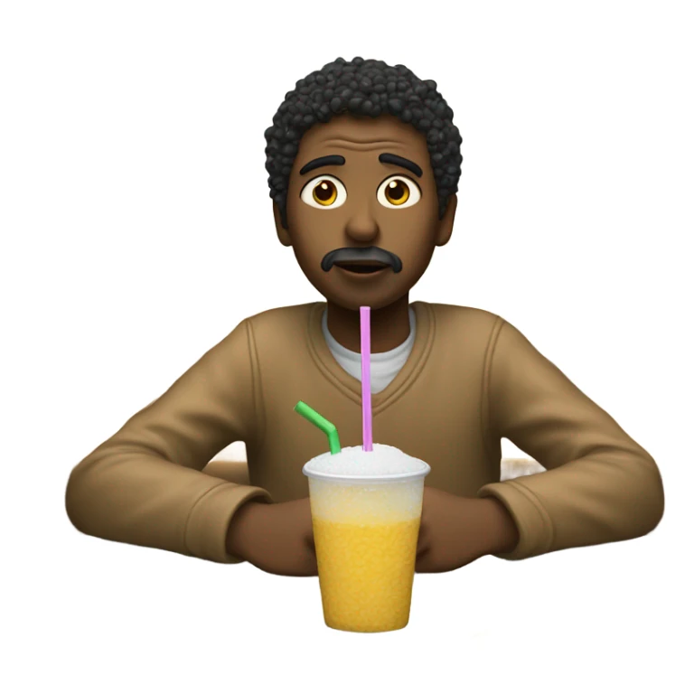 Dazed person holds a straw, and sugar spread out on table in front sticker