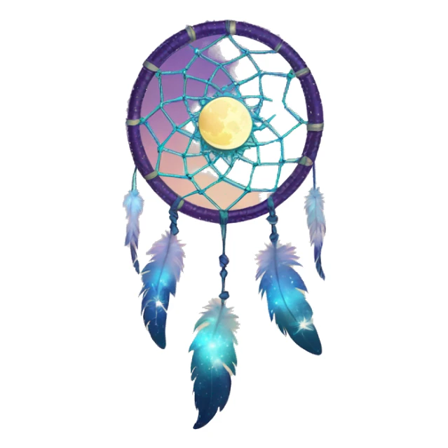 Sparkly moon-and-stars galaxy dreamcatcher sticker