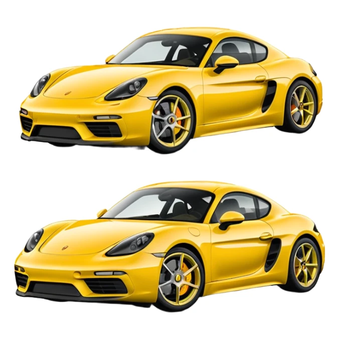 Chalk colored 2024 Porsche 718 Cayman GTS 4.0 with yellow ceramic brakes sticker