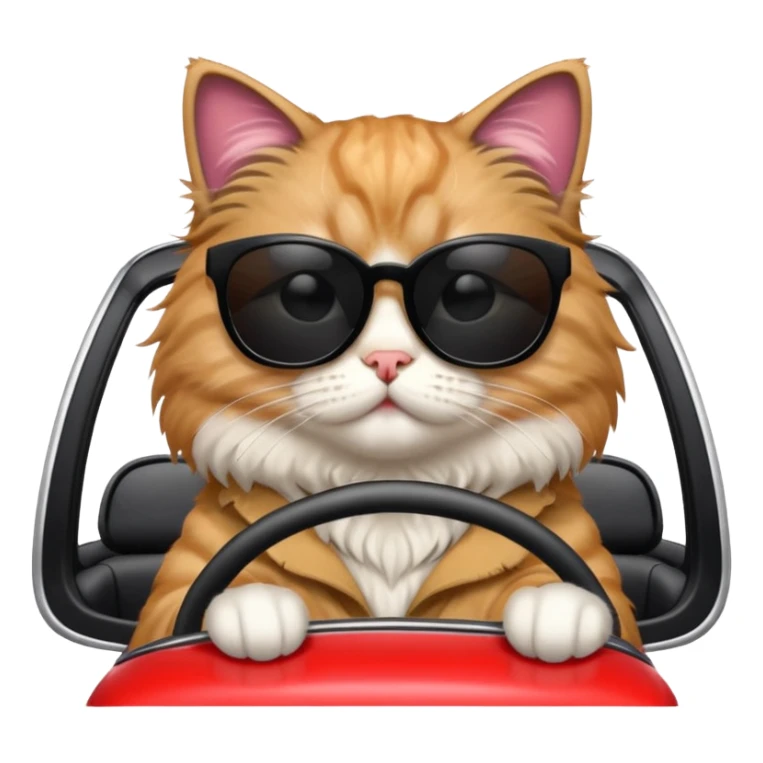 Fluffy cat with black sunglasses driving car sticker