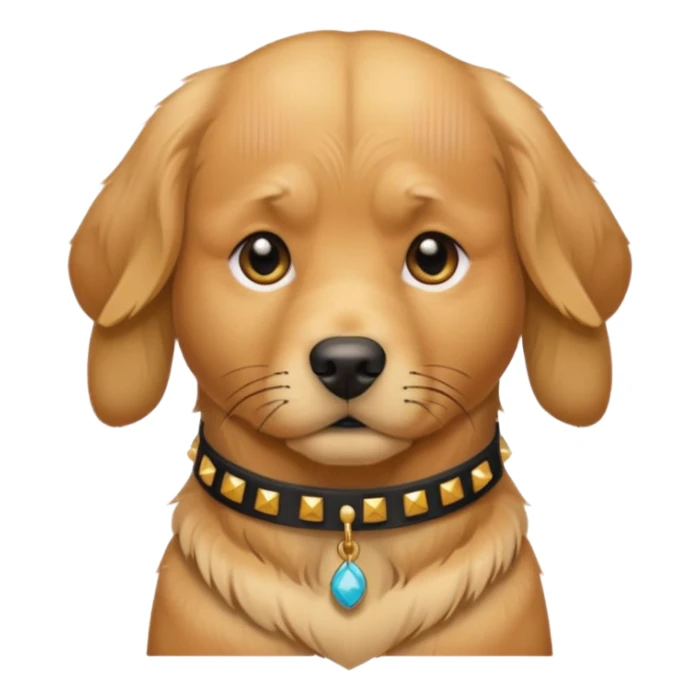 golden retriever dog frowning and wearing goth accessories sticker