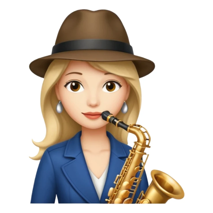 The woman in the hat playing the saxophone sticker