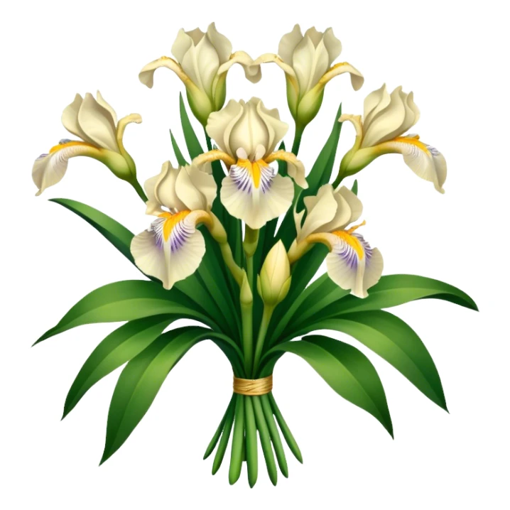 big bouquet Cream Iris, luxuriant, leaf, bud sticker