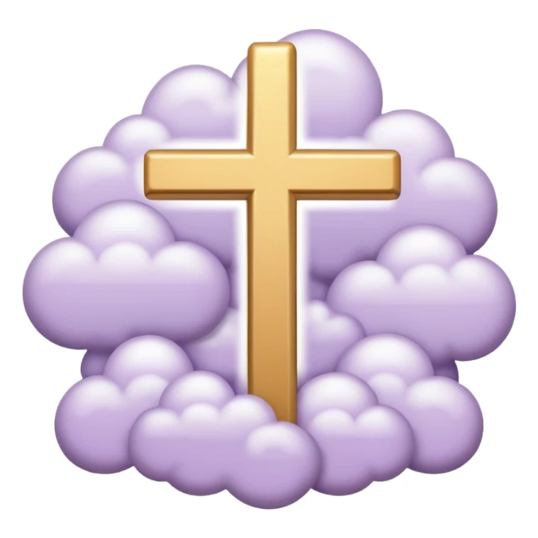 light lavender colored religious cross with bright light and clouds around it  sticker