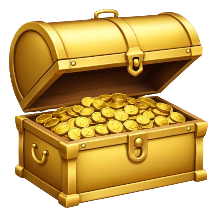 generate a image golden chest image filled with gold coins sticker