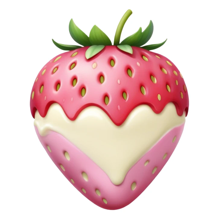 a light pink strawberry that's been dipped in white chocolate sticker