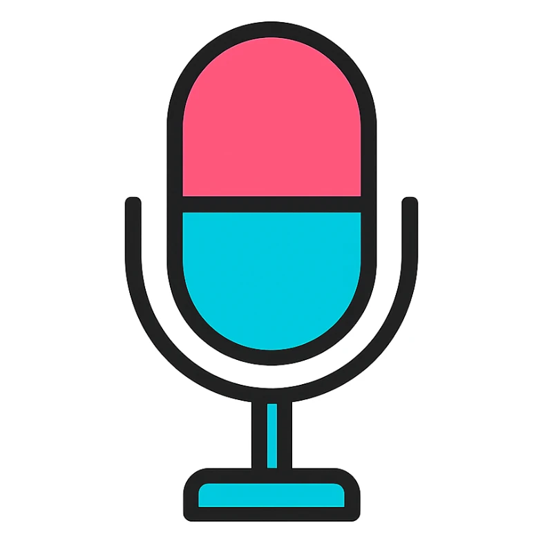 microphone, simple, modern, iconic design, lineal color icon with black outlines sticker