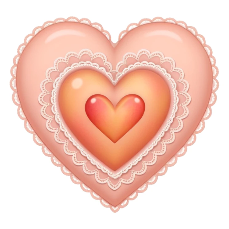 cute baby pink peach colored heart with lace trimming sticker