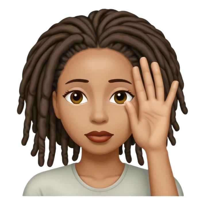 Black woman with locs hand over eyes sticker