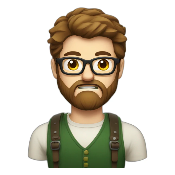 angry bearded irish man with brown hair and glasses sticker