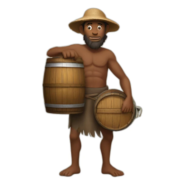 primitive man holds a barrel of oil in his hands sticker