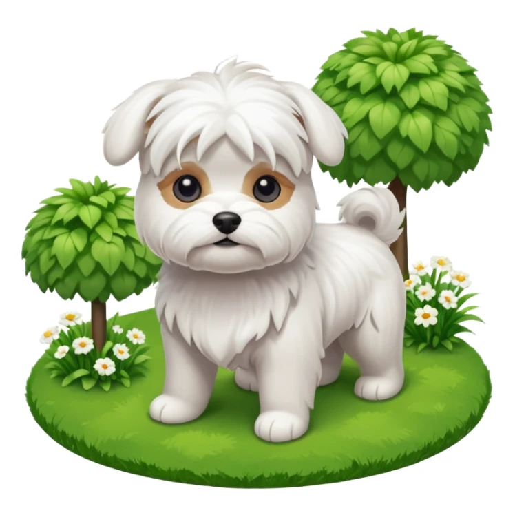 Maltese dog in a garden isometric sticker