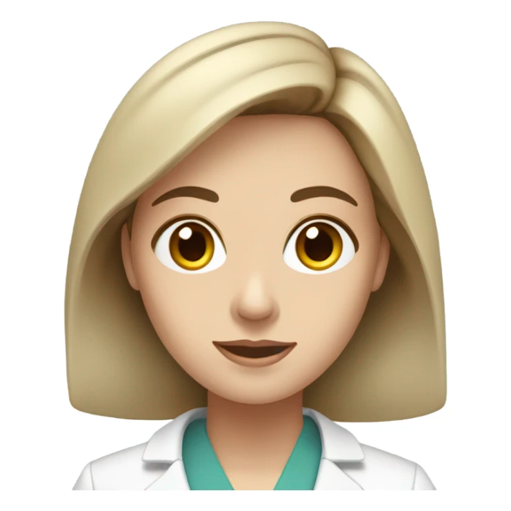 White woman with brown hair and long eyelashes in medical coat sticker