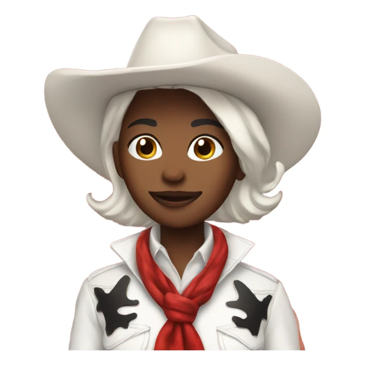 Red cowgirl white short hair Christmas theme  sticker