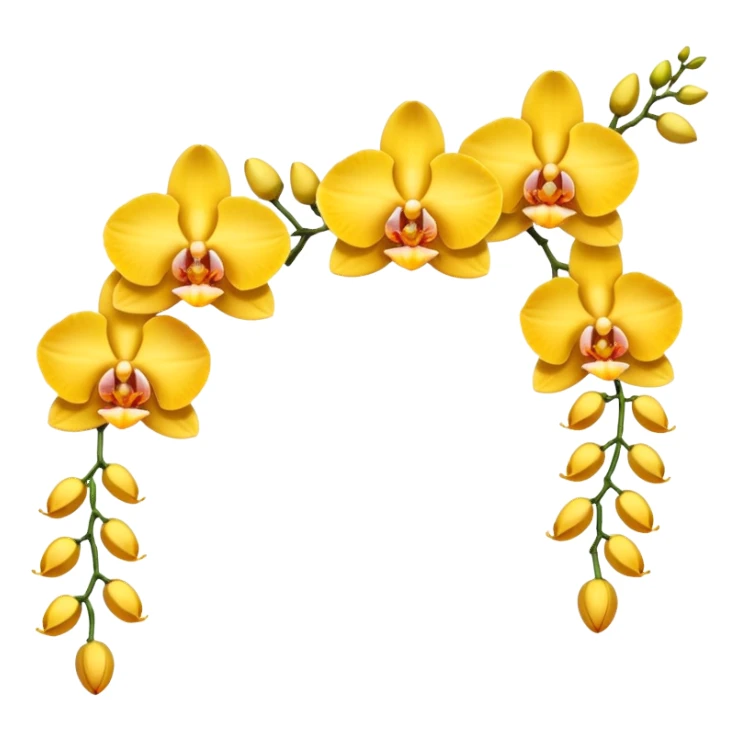 Yellow side facing orchid flower of indian wedding garland sticker